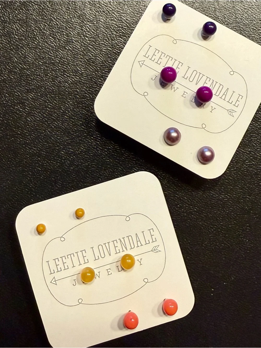 Leetie Lovendale Colorful Stud Earring Set — Purple, Lavender, Mustard, Coral